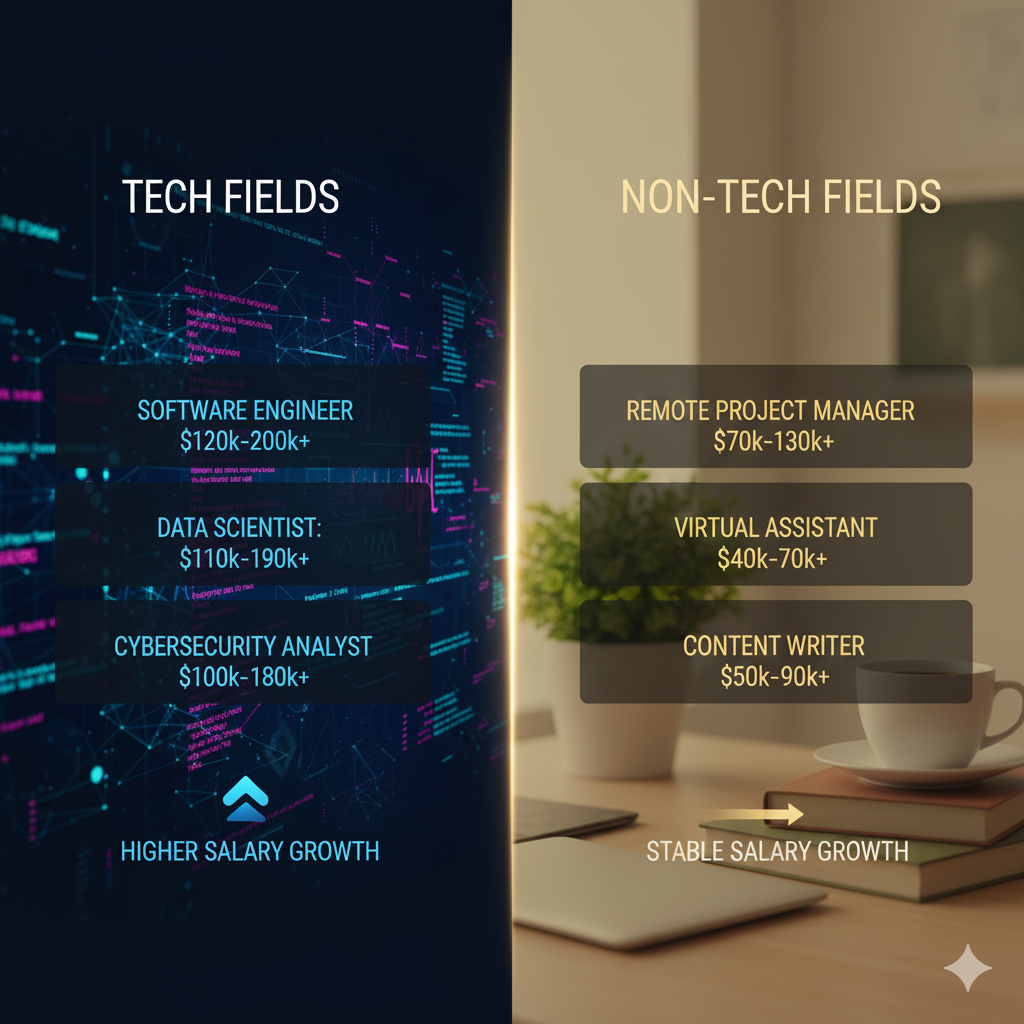 Remote Job Salaries in Tech vs. Non-Tech Fields