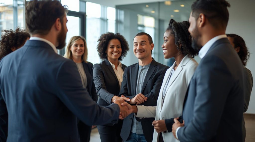 A professional interview setting with a subject seated across a table from an unseen interviewer, framed medium shot, natural lighting, realistic photography style.