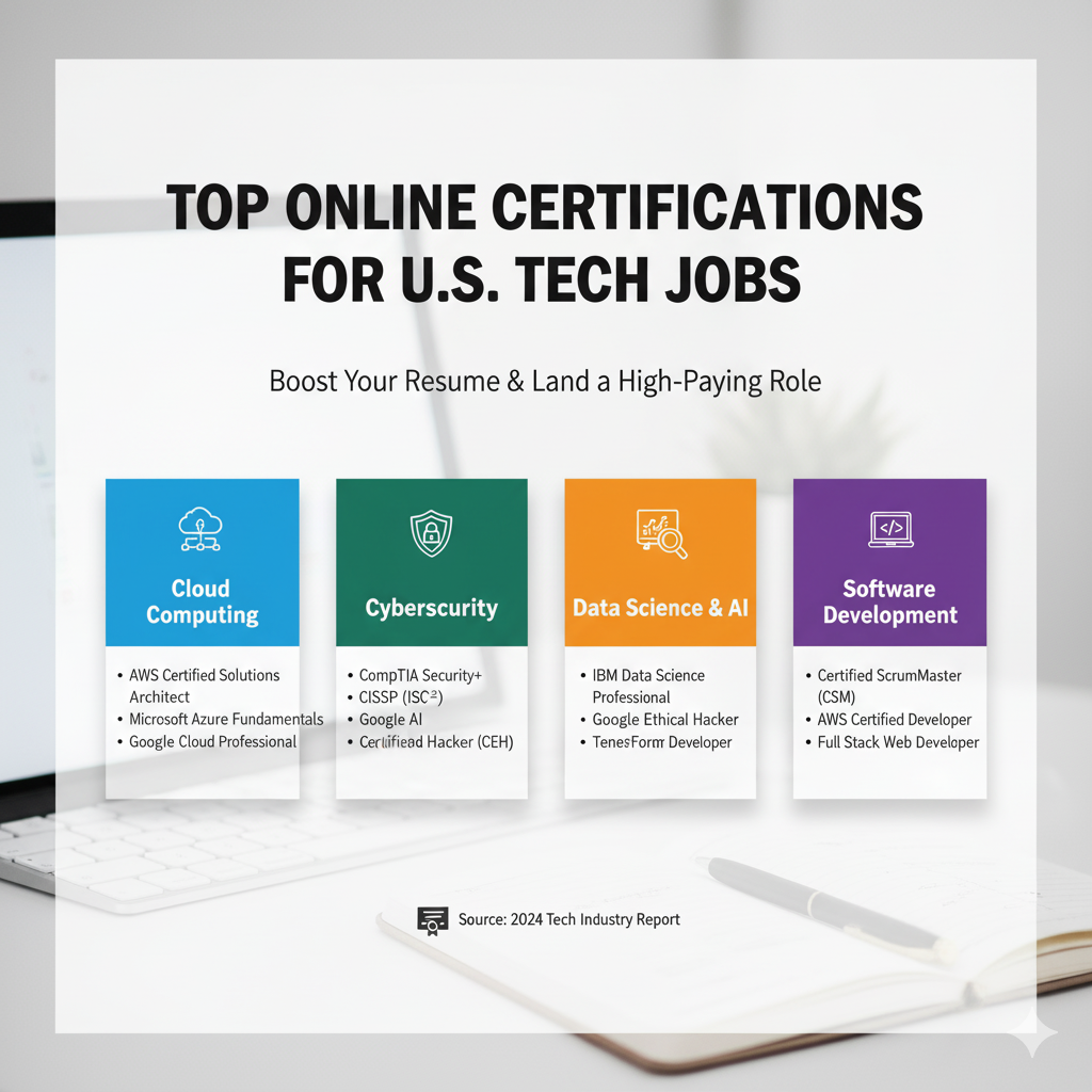 Best Online Certifications to Get Hired in the U.S. Tech Industry