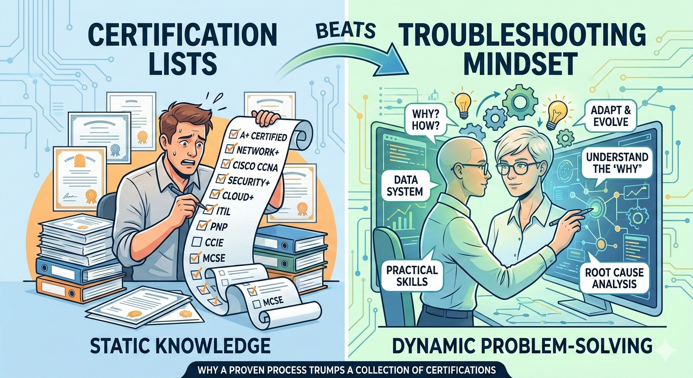 Why troubleshooting mindset beats certification lists