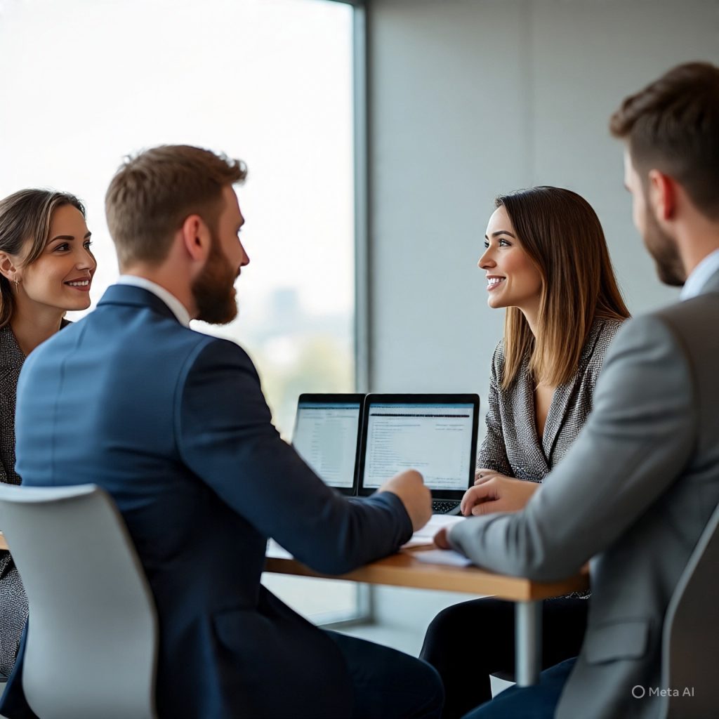**Alt Text:**
A realistic office scene showing a professional man reviewing documents at his desk while a colleague works on a laptop in the background. Small side images show professional habits like checking a task list, using a phone for work organization, and having a focused discussion with a colleague, with the title “Why Professionalism Is Built Through Habits.”
