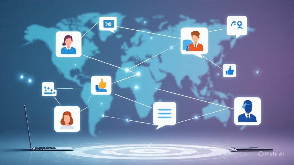 Relationships With Colleagues
**Image Prompt:**

A modern, creative illustration of remote work relationships being built digitally. Show multiple diverse colleagues in different locations around the world connected through glowing lines and floating chat bubbles, video call windows, and digital icons (messages, thumbs up, collaboration notes). Instead of showing laptops as the main focus, emphasize abstract connection—like light threads linking people across cities and time zones.

Background should feel soft and futuristic with a global map faintly visible. The mood should represent trust, communication, and teamwork growing over distance. Warm color accents (blue, purple, soft orange) to symbolize connection and positivity. Minimal office elements, more focus on human connection and digital flow.

Style: semi-realistic digital illustration, clean, modern, professional, high detail, soft lighting, inspirational tone.
