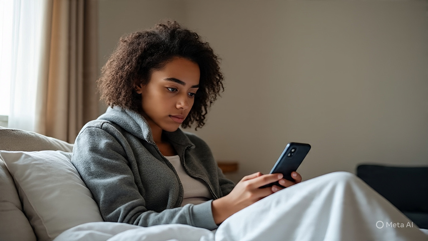 A realistic, modern scene of a young person sitting comfortably (on a bed or chair) using a smartphone, looking focused and productive. Around them, floating icons or subtle visual elements representing different careers like content writing, video editing, social media, digital marketing, and online business. The environment should feel simple and relatable (not luxurious), suitable for a Tier-2/Tier-3 city background. Soft natural lighting, clean composition, and a motivational vibe. Include minimal text on the image: “Careers You Can Build From Your Smartphone”. Use a professional color palette with a slightly warm tone. Landscape format, 1600x778 px, high detail, realistic style.