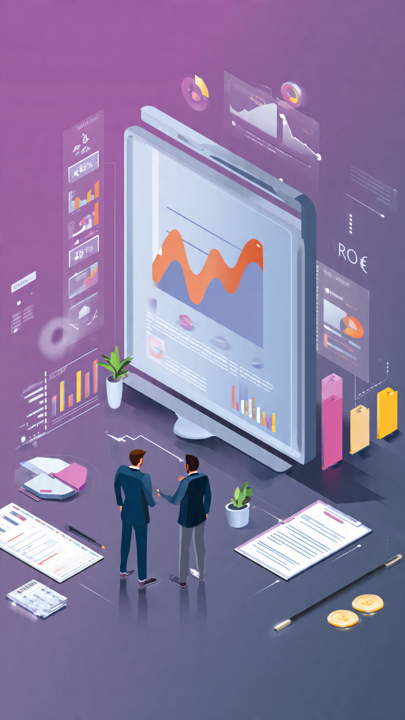 Use Data to Show the ROI
Animated business illustration showing two HR professionals reviewing hiring performance on a large digital dashboard. The screen displays an upward-trending ROI graph, business growth indicators, employee evaluation metrics, and financial symbols representing recruitment investment and returns. The modern office setting includes charts, productivity icons, and growth visuals, emphasizing the value of data-driven hiring decisions and workforce success. The image uses a professional corporate style with dynamic visual elements and no instructional text.