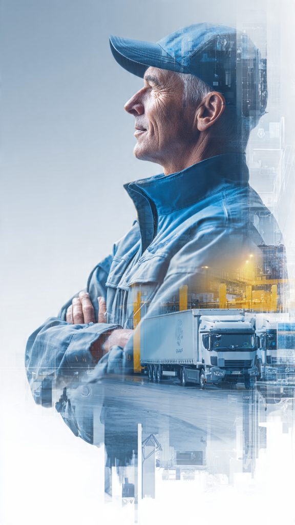Delivery Professionals to Operations Roles
A realistic warehouse environment showing a confident delivery professional transitioning into an operations career. The image features a worker in a delivery uniform standing near delivery vehicles and warehouse logistics activity, with visual elements representing coordination, process management, and career growth. The scene conveys professional development, leadership potential, and the move from frontline delivery work into operations responsibilities.