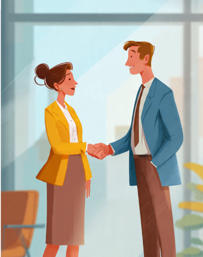 Alt text: A professional blog banner showing a job candidate politely declining a job offer while shaking hands with a recruiter in a modern office. The image represents maintaining a positive professional relationship, expressing gratitude, and keeping the door open for future career opportunities.