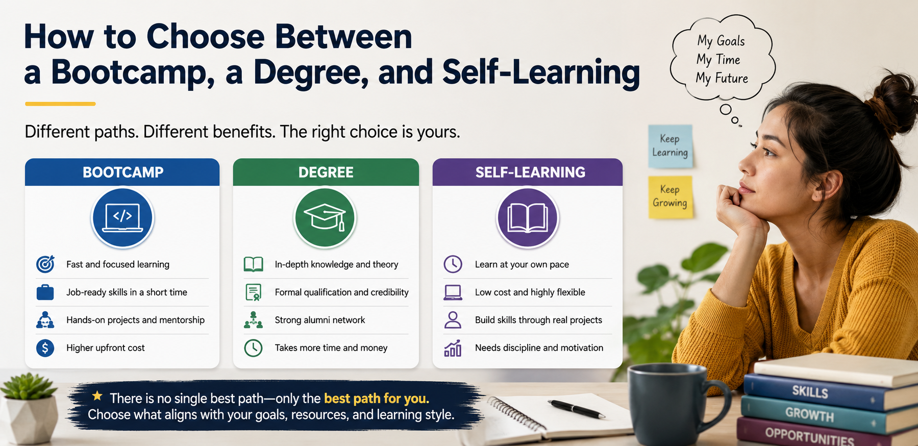 How to Choose Between a Bootcamp, a Degree, and Self-Learning