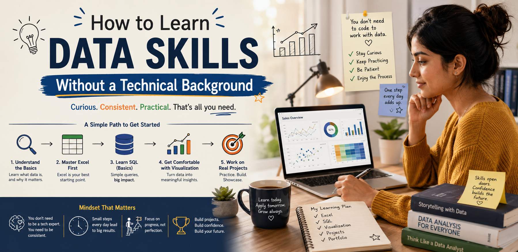 How to Learn Data Skills Without a Technical Background