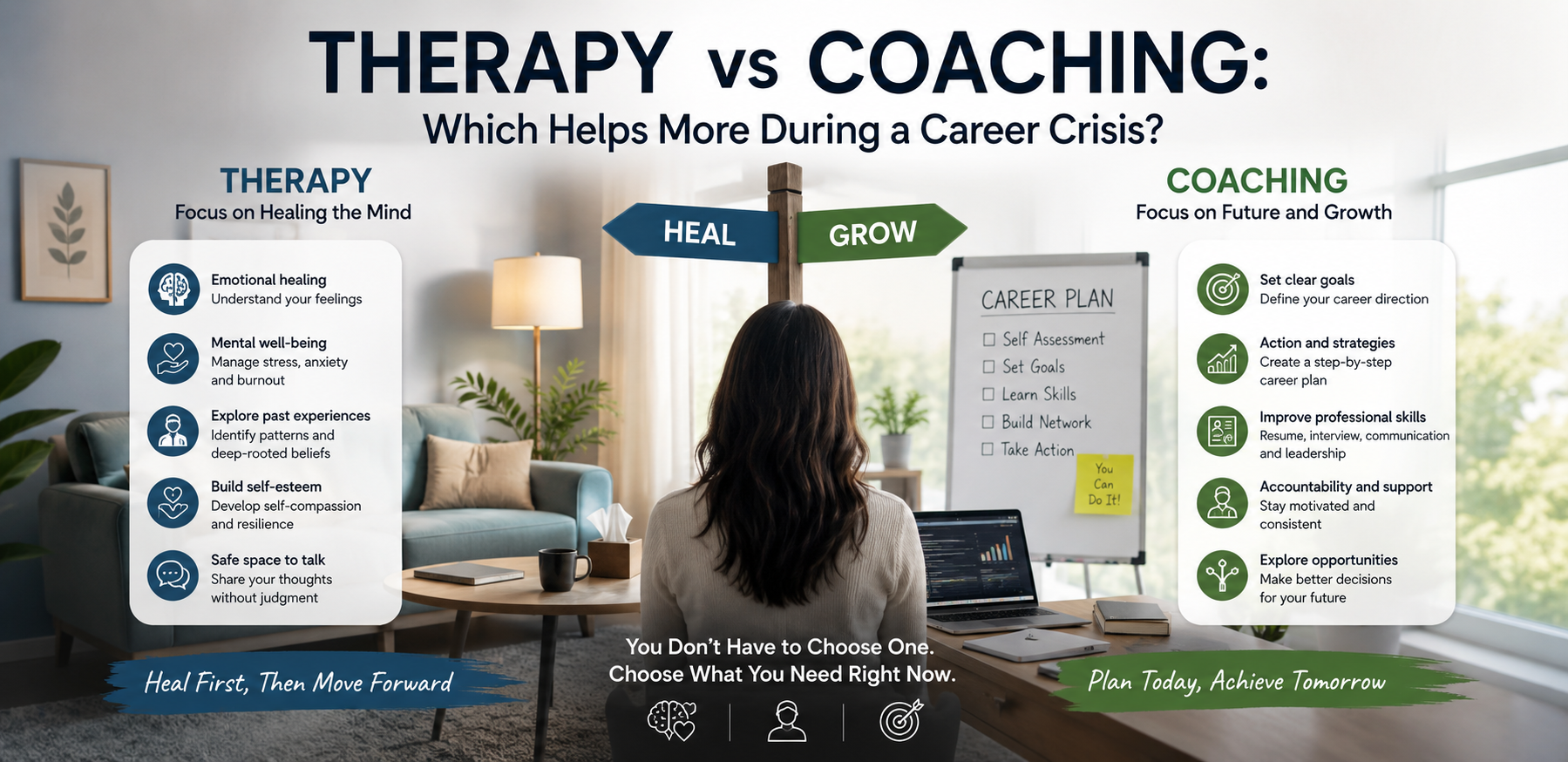 Therapy vs Coaching: Which Helps More During a Career Crisis?