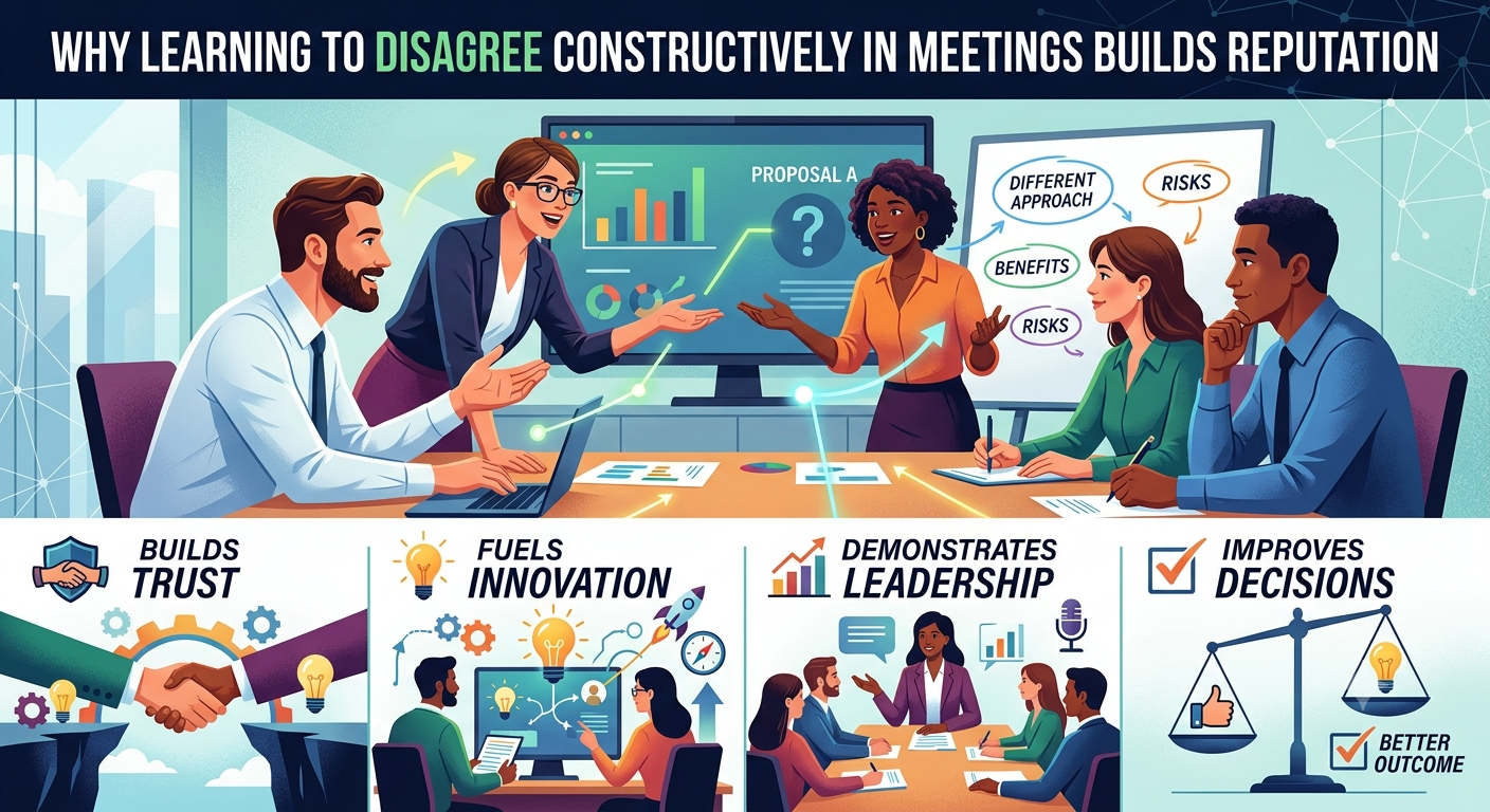 Why Learning to Disagree Constructively in Meetings Builds Reputation